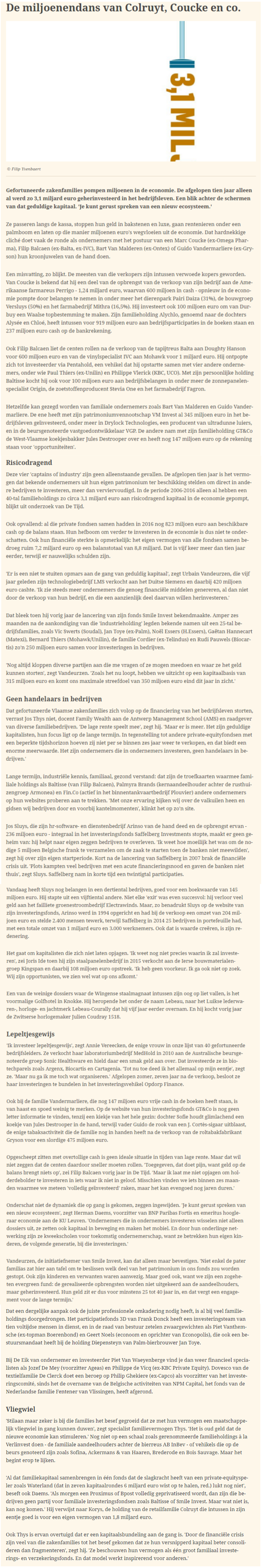 Belgische families pompen miljarden in economie